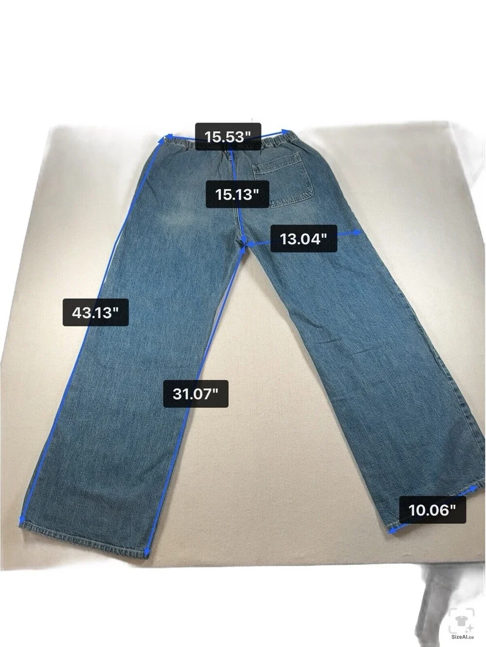 Zara Womens Wide Leg Denim Pullon Jean Pants HIppie Boho Size US 12 Pre Owned